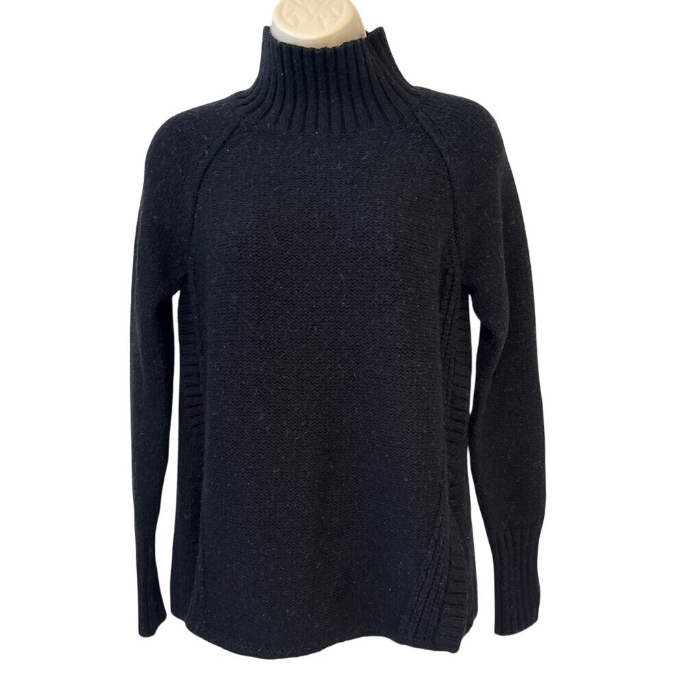 American Eagle Black Wool Blend Mock Neck Raglan Sweater Womens Medium